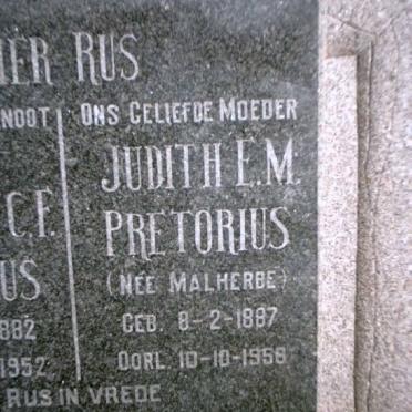 PRETORIUS Judith E.M. MALHERBE 1887-1958