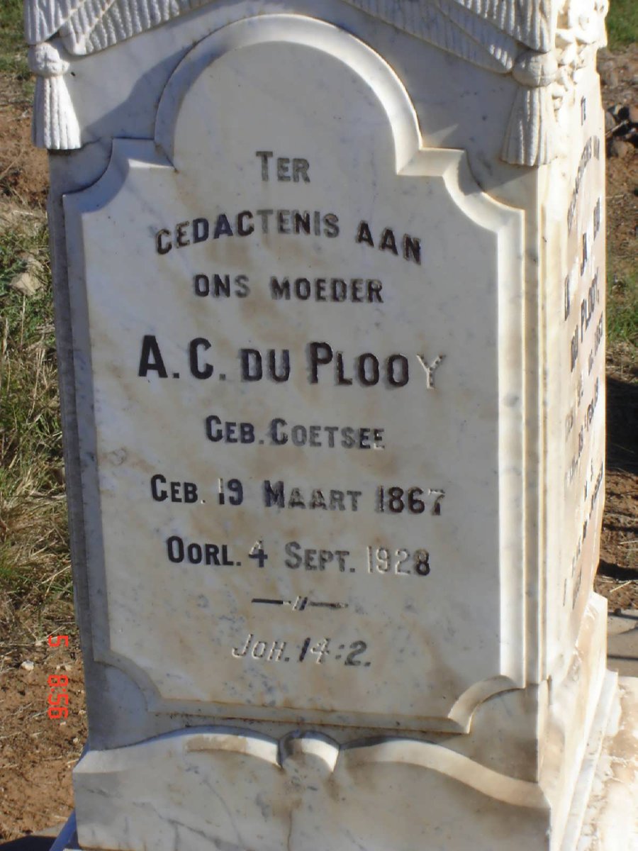 PLOOY A.C., du nee COETSEE 1867-1928