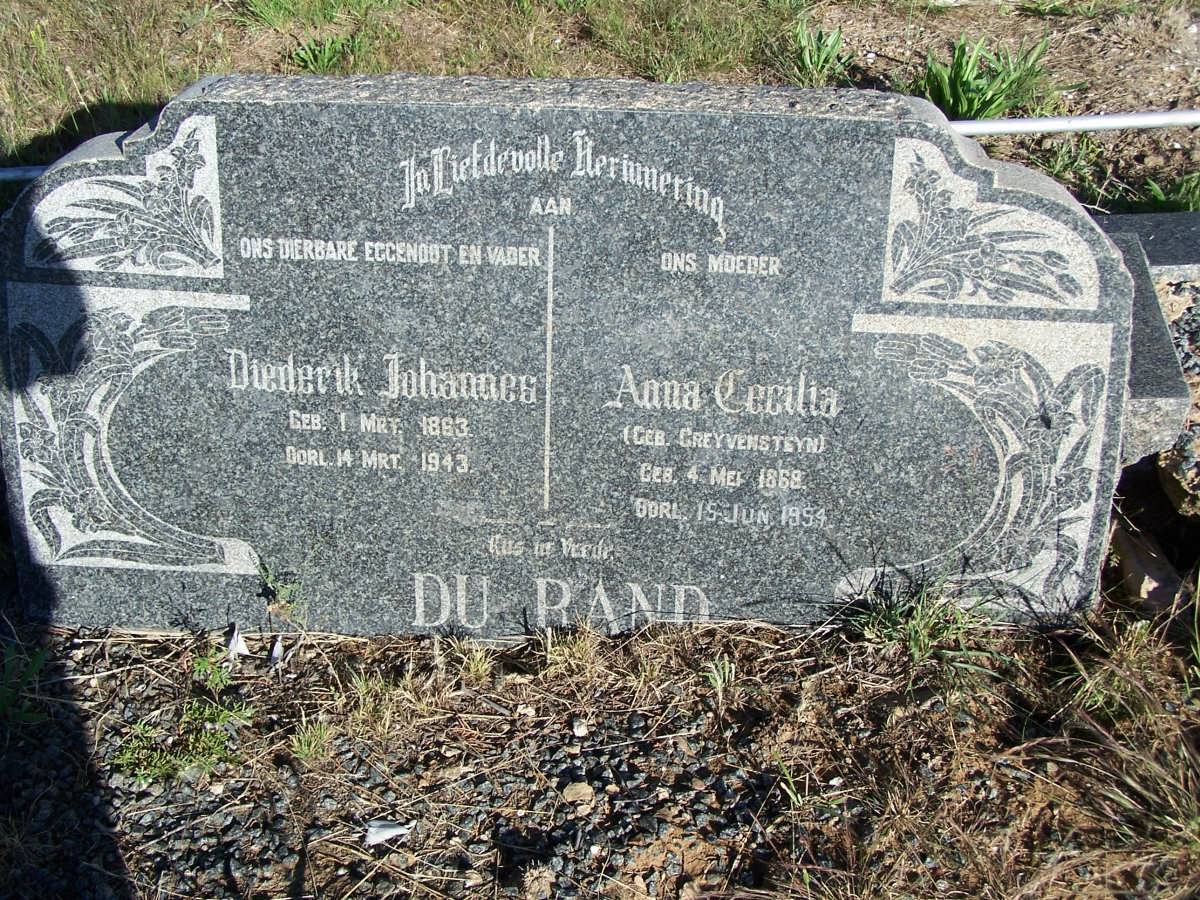 RAND Diederik Johannes, du 1863-1943 &amp; Anna Cecilia GREYVENSTEYN 1868-1954