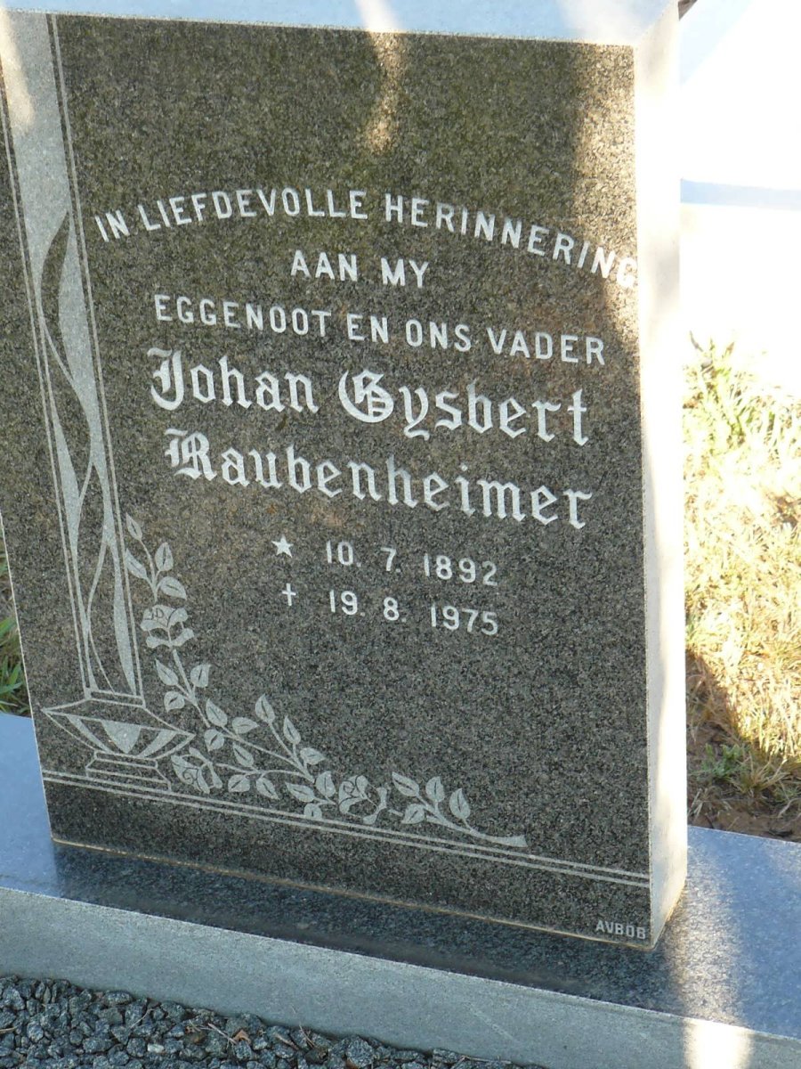 RAUBENHEIMER Johan Gysbert 1892-1975