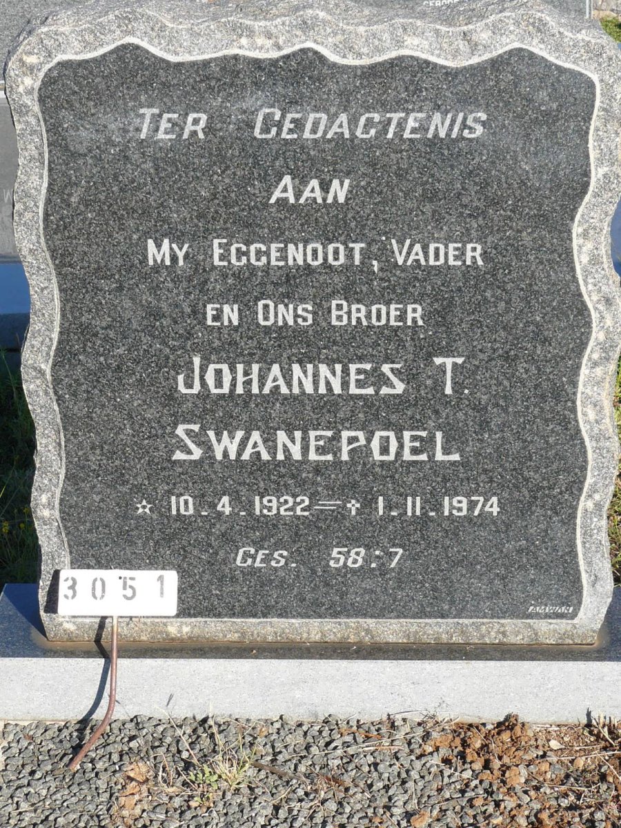 SWANEPOEL Johannes T. 1922-1974