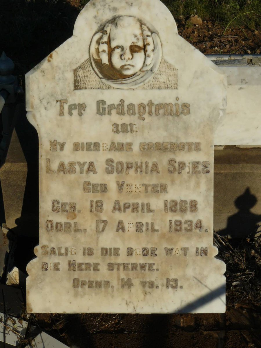 SPIES Lasya Sophia nee VENTER 1888-1934