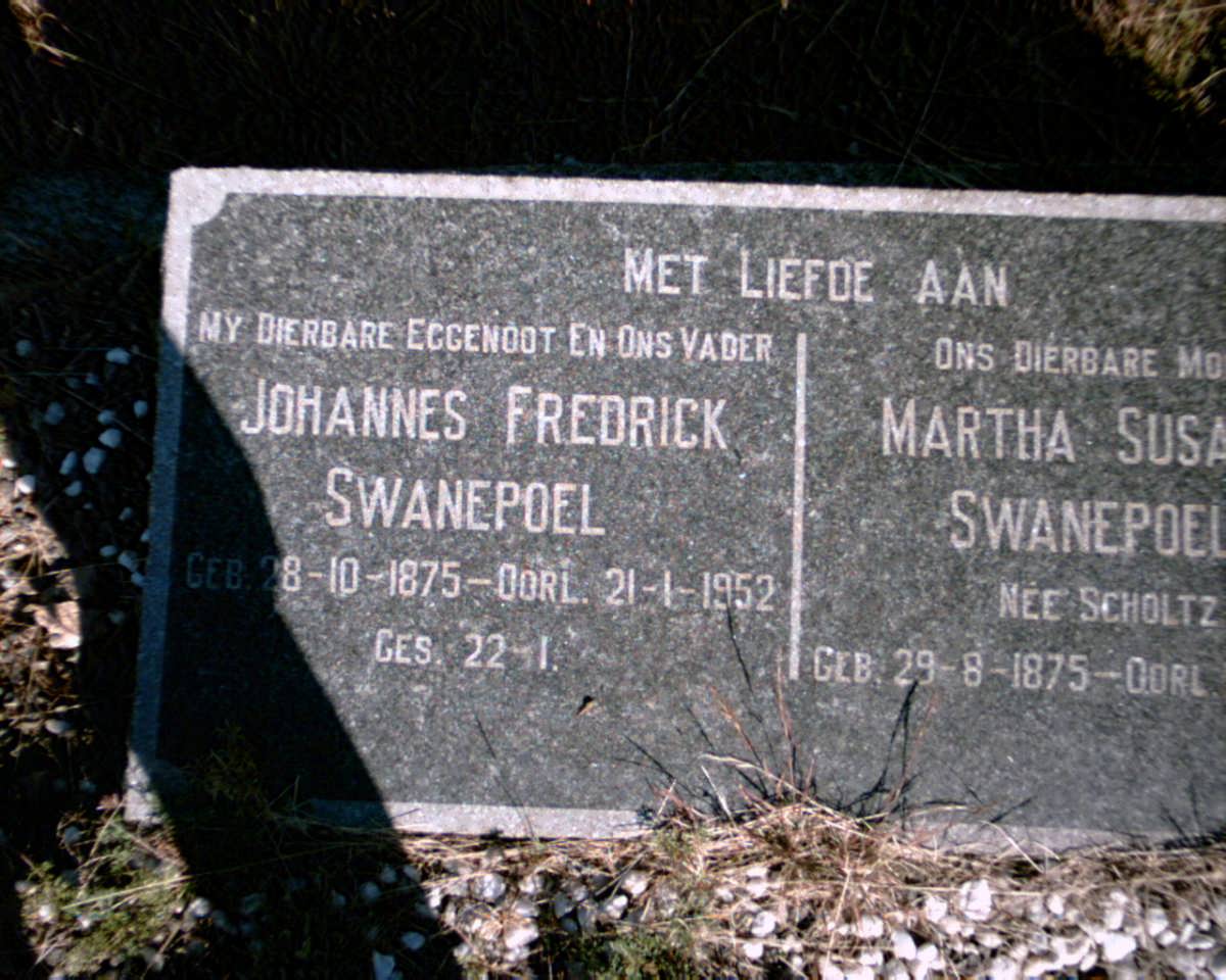 SWANEPOEL Johannes Frederick 1875-1952 &amp; Martha Susanna SCHOLTZ 1875-1965