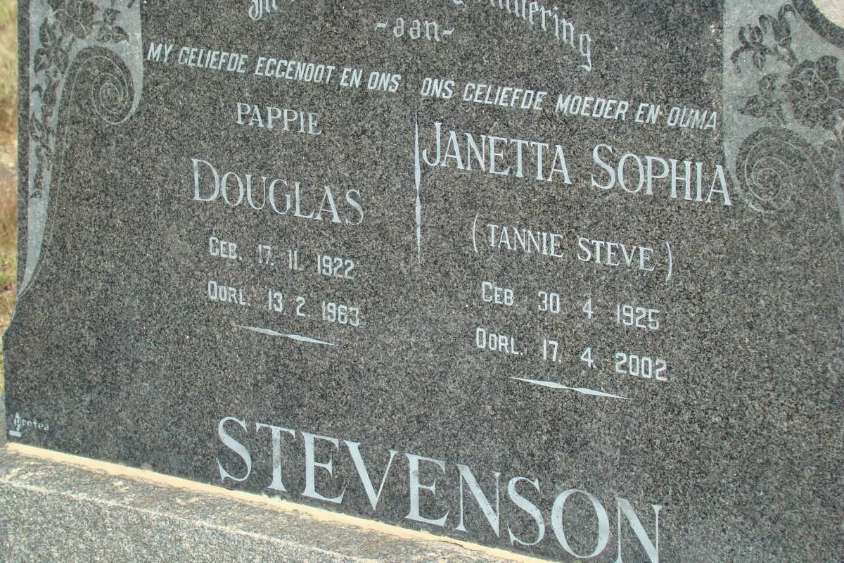 STEVENSON Douglas 1922-1963 &amp; Janetta Sophia 1925-2002
