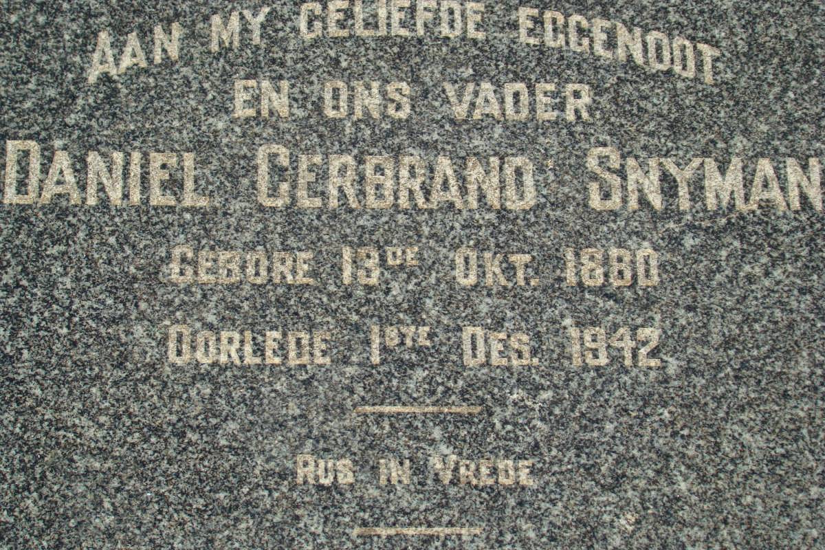 SNYMAN Daniel Gerbrand 1880-1942