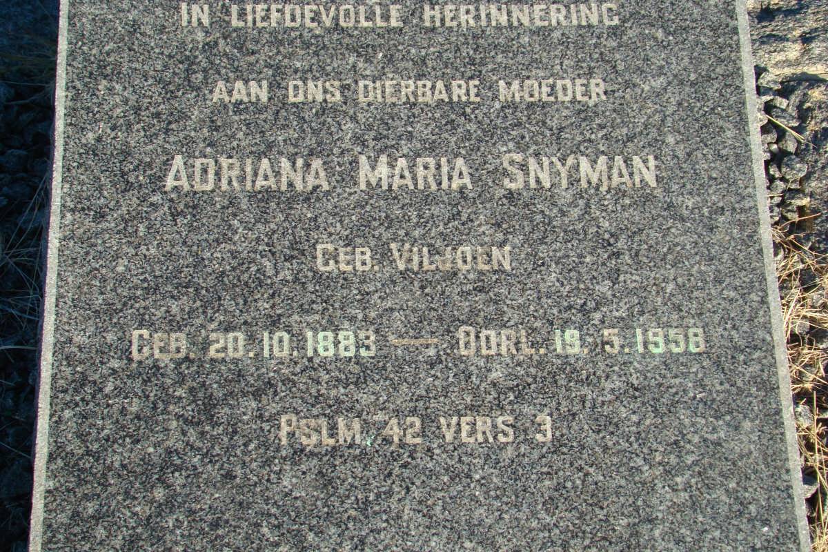 SNYMAN Adriana Maria nee VILJOEN 1883-1958