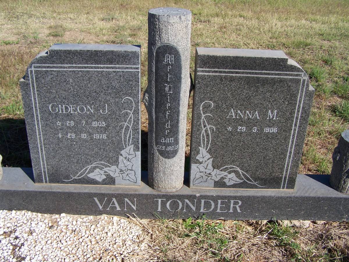 TONDER Gideon J., van 1905-1976 &amp; Anna M. 1906-