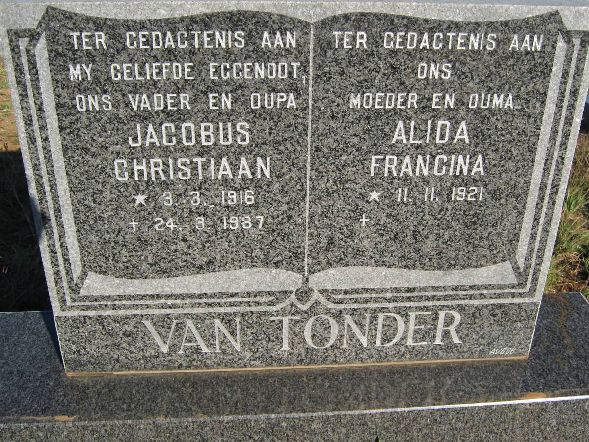 TONDER Jacobus Christiaan, van 1916-1987 &amp; Alida Francina 1921-