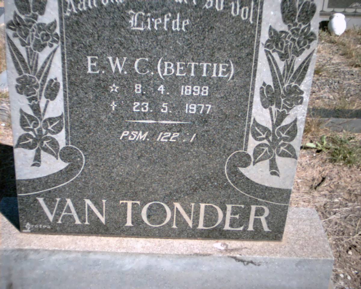 TONDER E.W.C., van 1898-1977