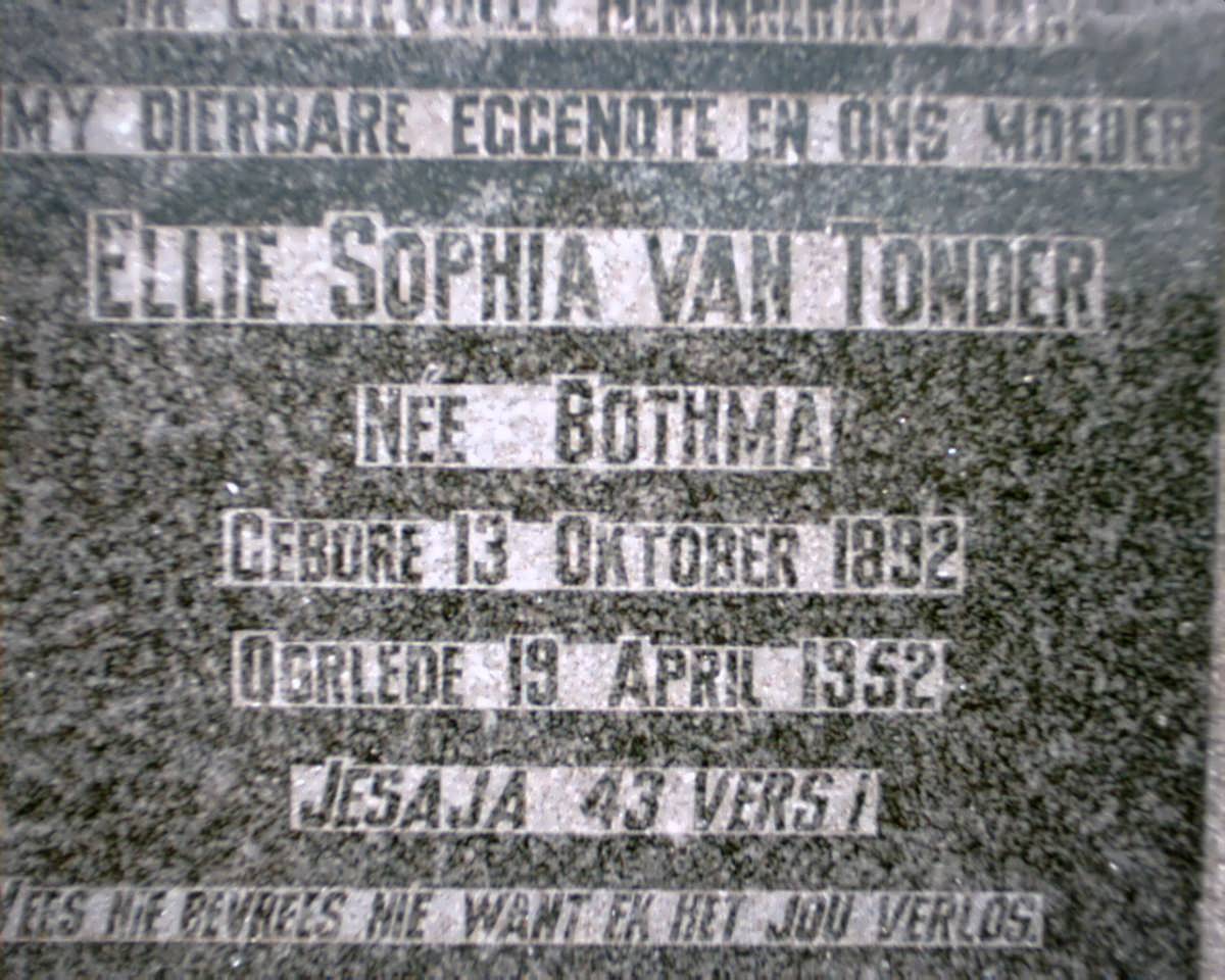 TONDER Ellie Sophia, van nee BOTHMA 1892-1952 