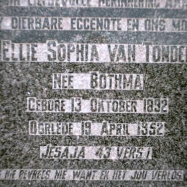 TONDER Ellie Sophia, van nee BOTHMA 1892-1952 