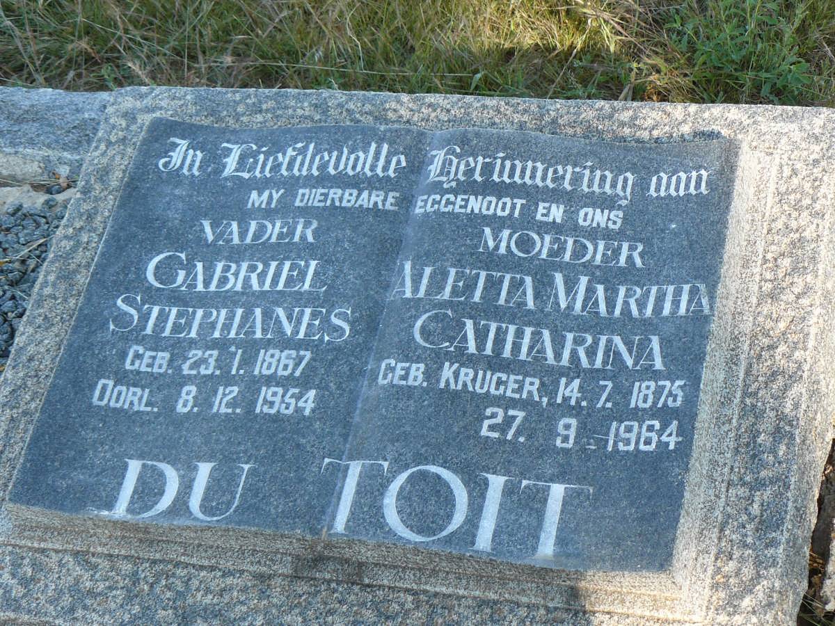 TOIT Gabriel Stephanes, du 1867-1954 &amp; Aletta Martha Catharina KRUGER 1875-1964