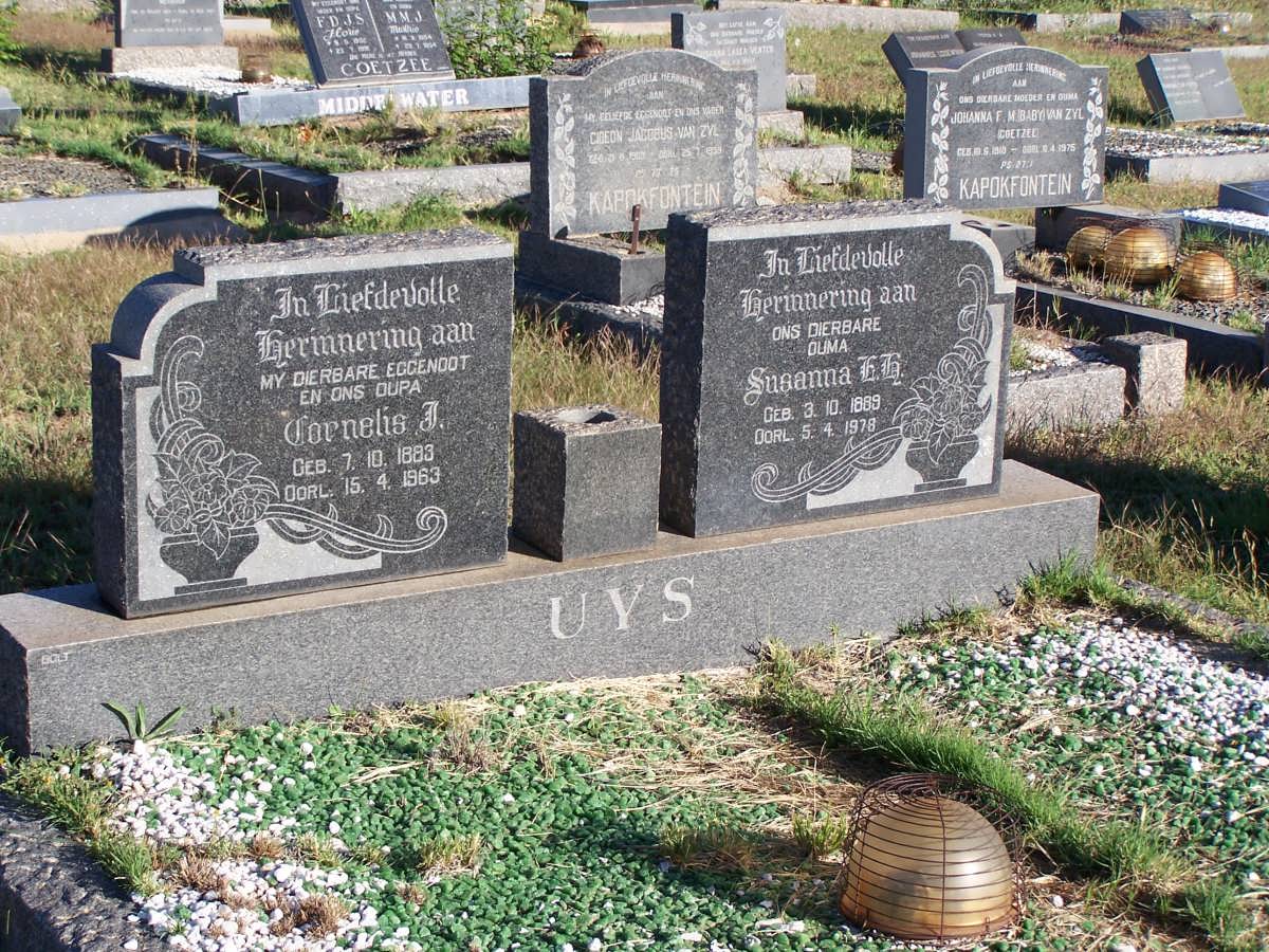 UYS Cornelis J. 1883-1963 &amp; Susanna 1889-1978