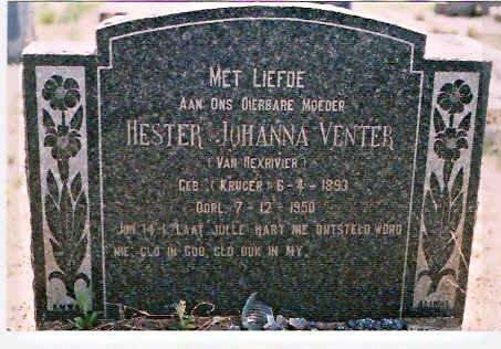 VENTER Hester Johanna nee KRUGER 1893-1950