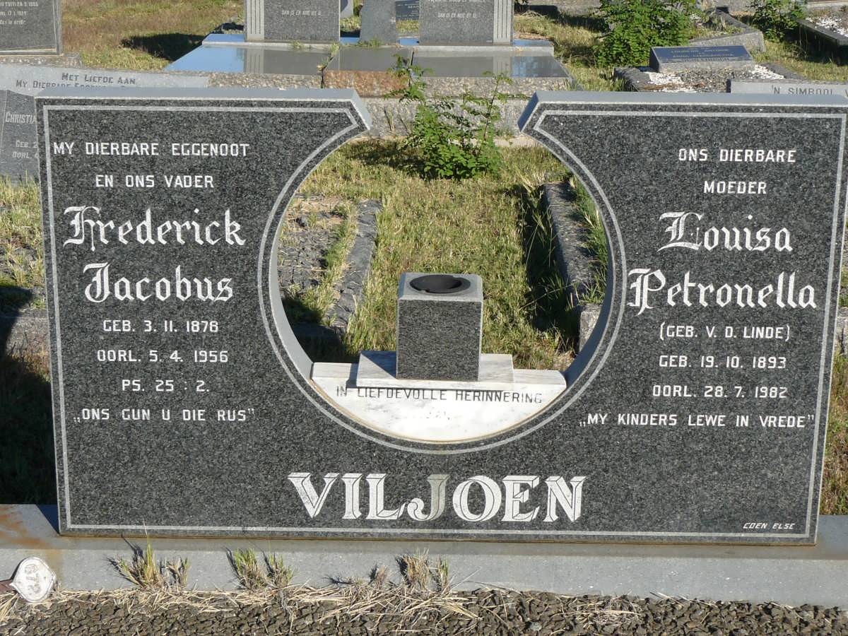 VILJOEN Frederick Jacobus 1878-1956 &amp; Louisa Petronella V.D. LINDE 1893-1982