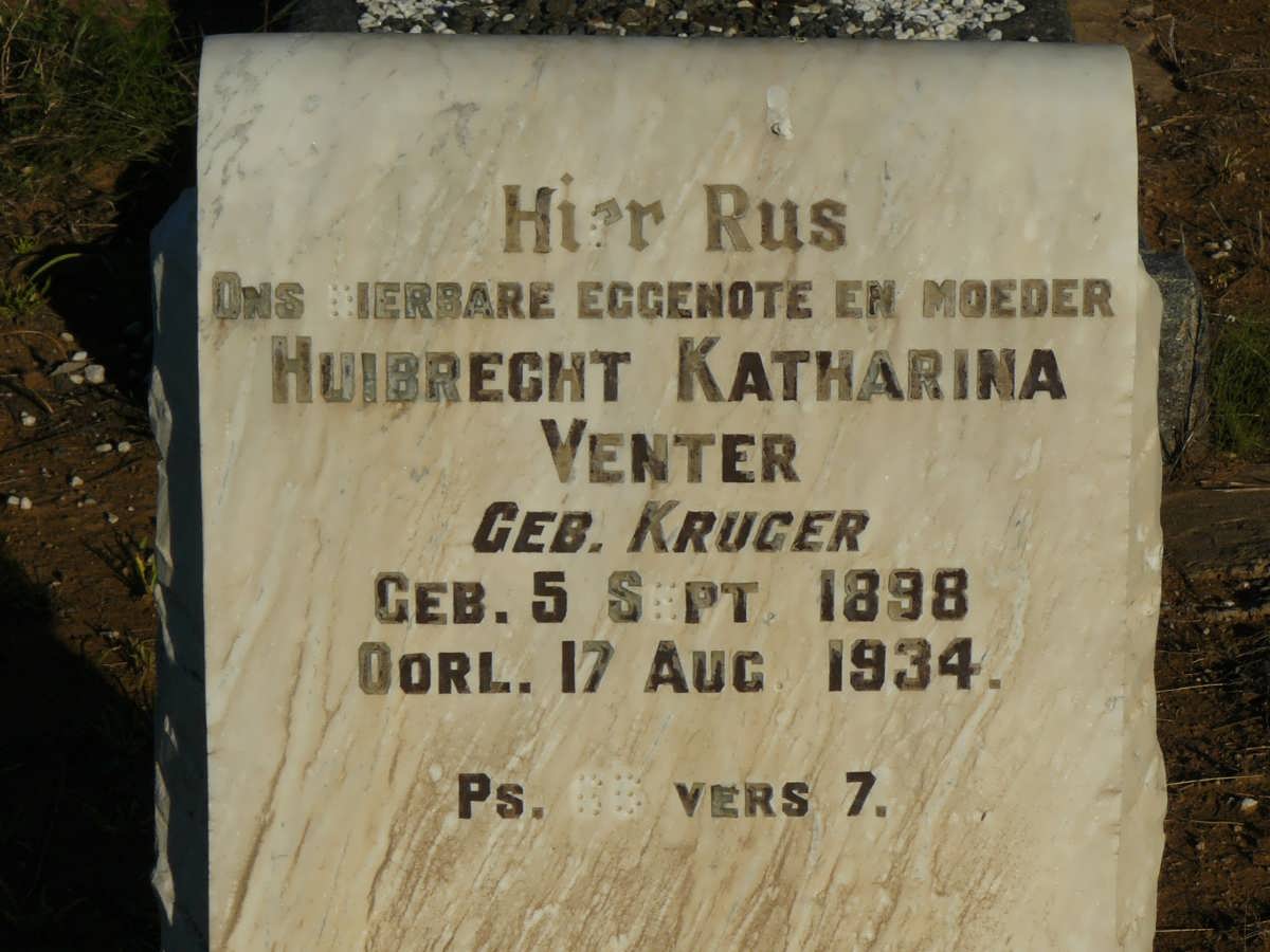 VENTER Huibrecht Katharina nee KRUGER 1898-1934