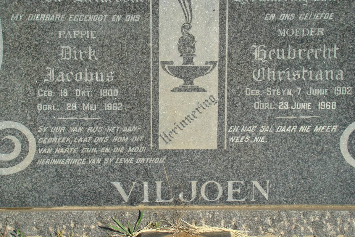 VILJOEN Dirk Jacobus 1900-1962 &amp; Heubrecht Christiana STEYN 1902-1968