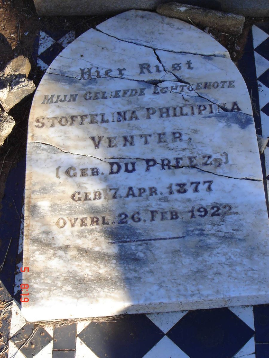 VENTER Stoffelina Philipina nee du PREEZ 1877-1922