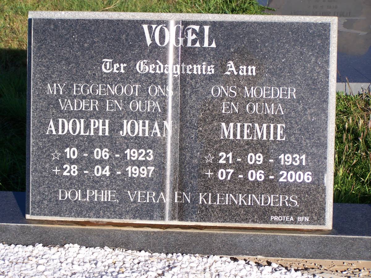 VOGEL Adolph Johan 1923-1997 &amp; Miemie 1931-2006