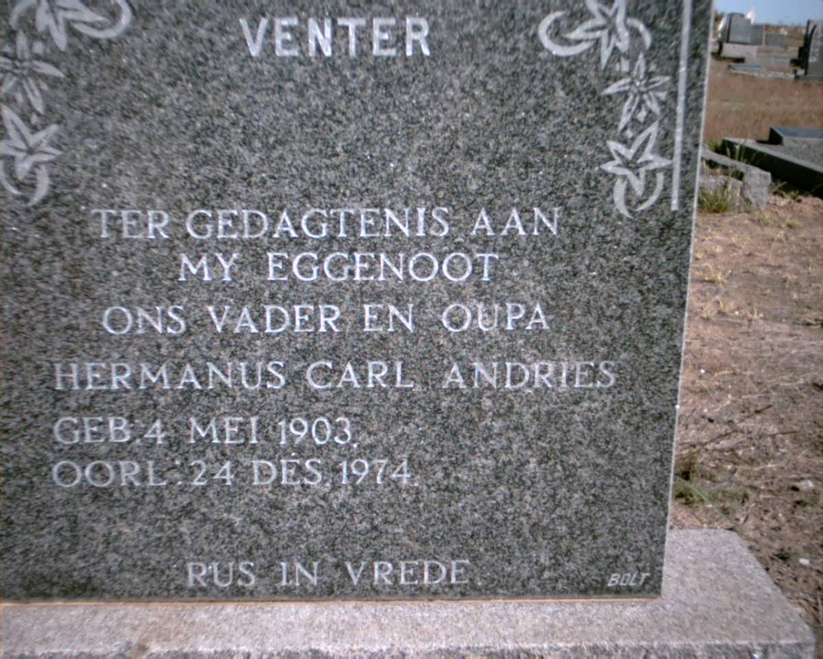 VENTER Hermanus Carl Andries 1903-1974