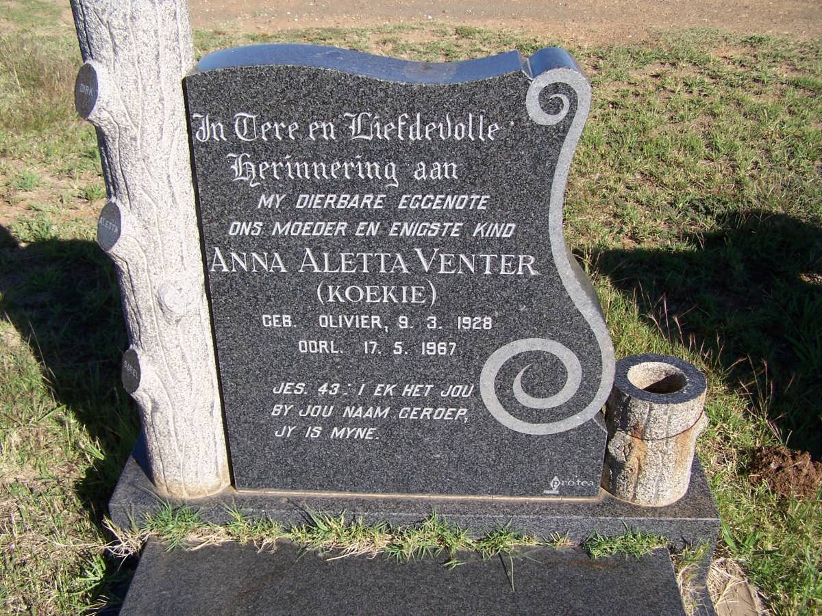 VENTER Anna Aletta nee OLIVIER 1928-1967