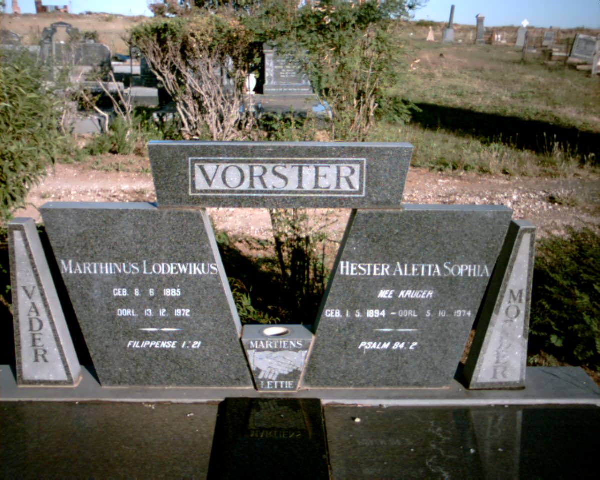 VORSTER Marthinus Lodewikus 1885-1972 &amp; Hester Aletta Sophia KRUGER 1894-1974