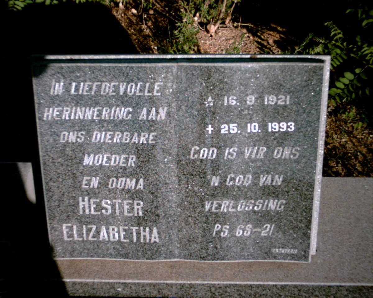 VENTER Hester Elizabeth 1921-1993