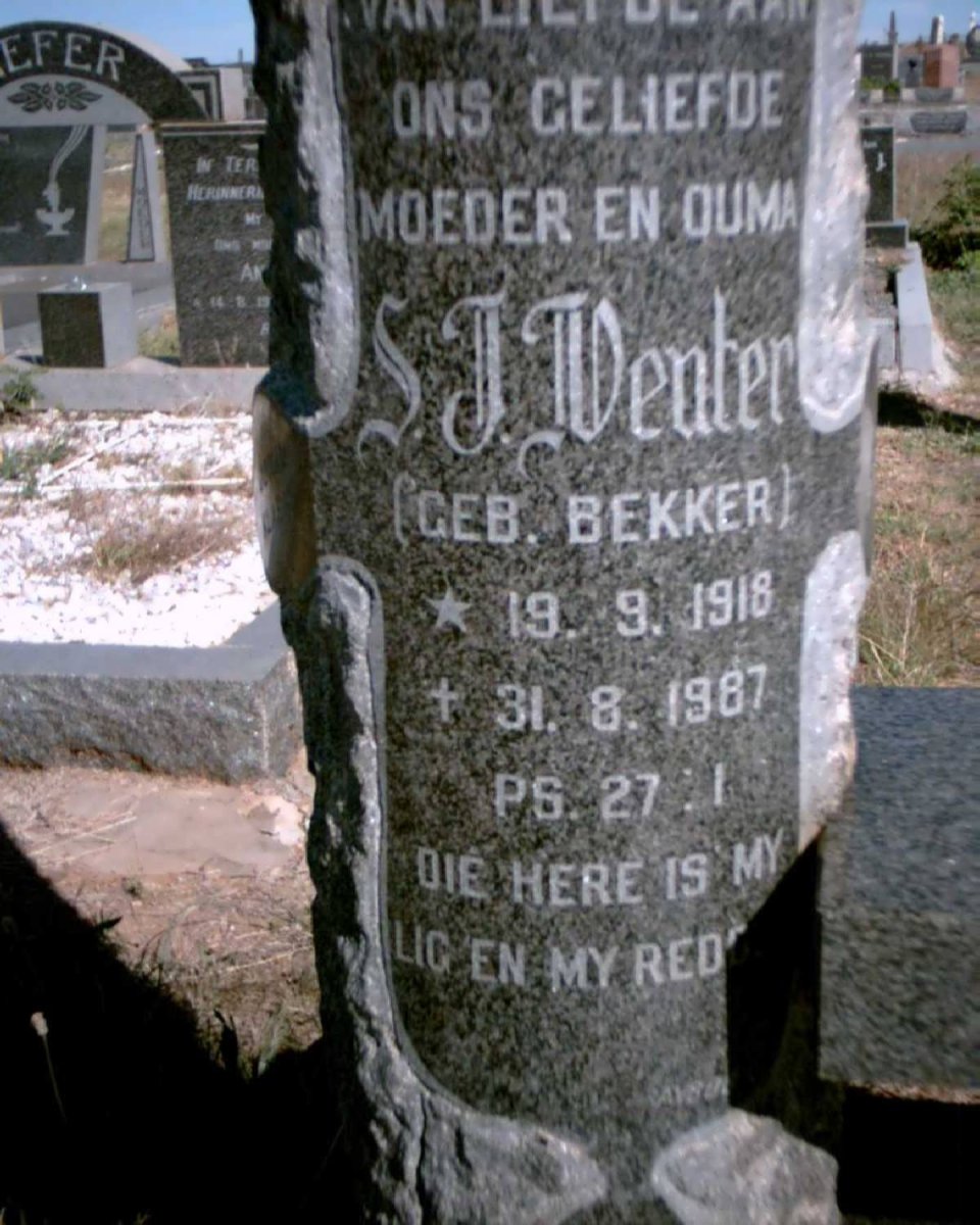 VENTER S.J. nee BEKKER 1918-1987