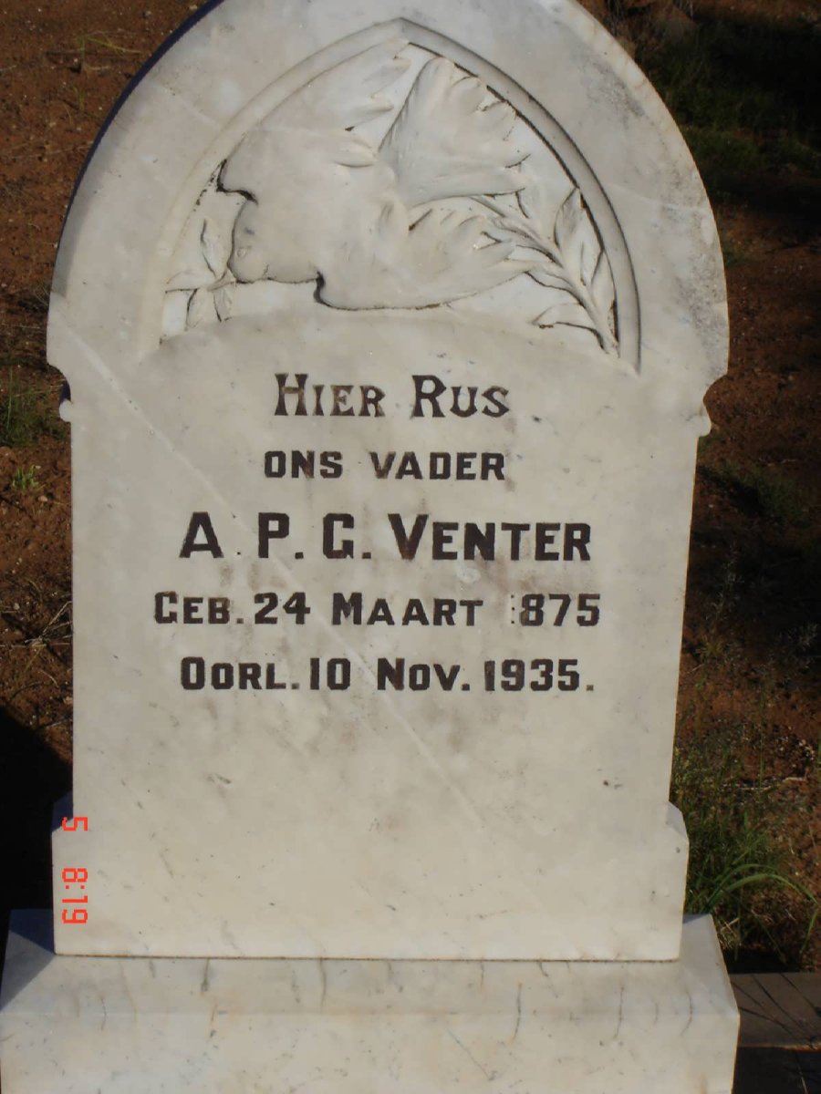 VENTER A.P.G. 1875-1935