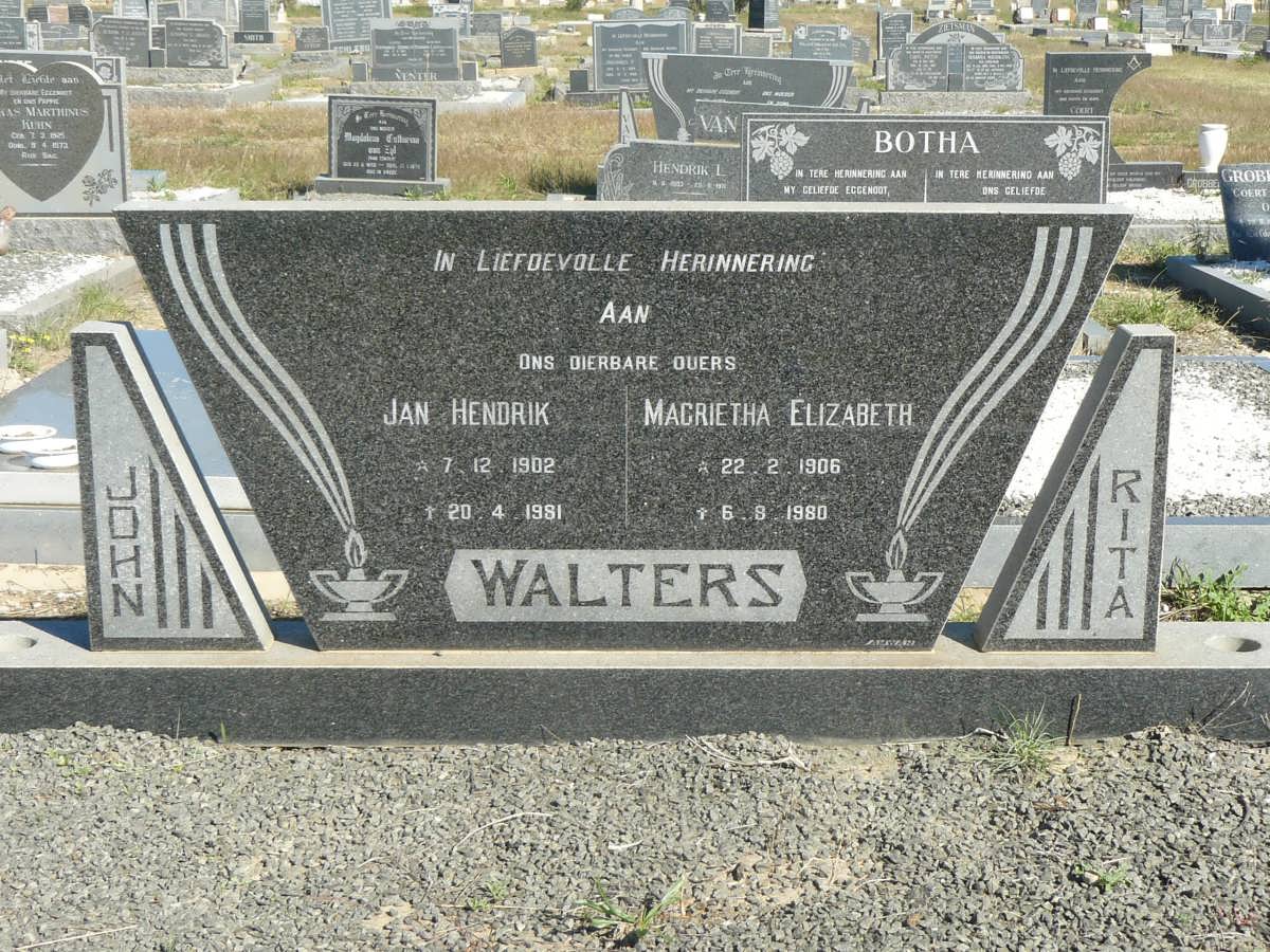 WALTERS Jan Hendrik 1902-1981 &amp; Magrietha Elizabeth 1906-1980