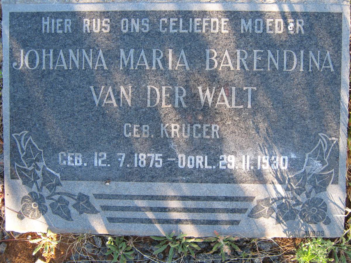 WALT Johanna Maria Barendina, van der nee KRUGER 1875-1930