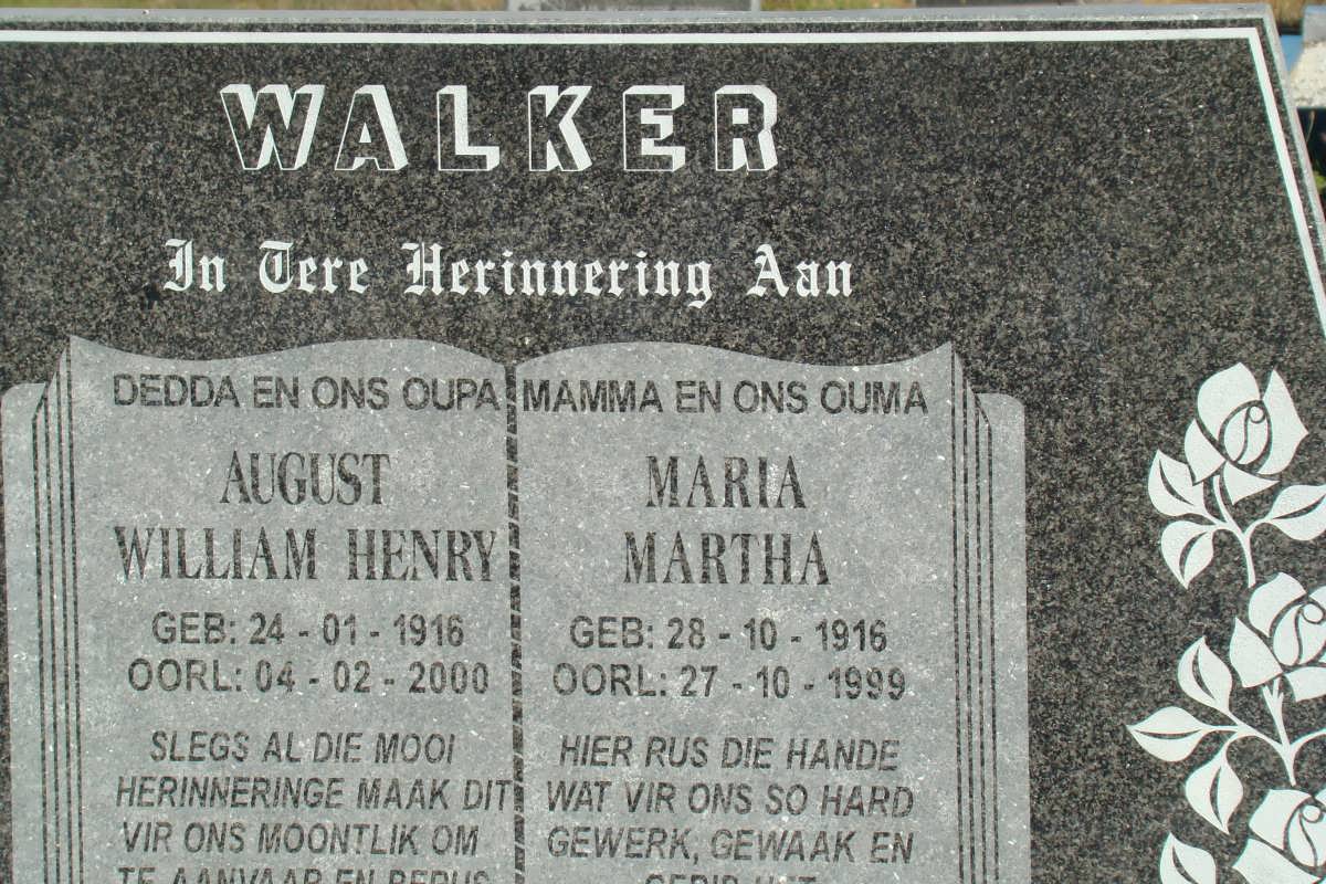 WALKER August William Henry 1916-2000 &amp; Maria Martha 1916-1999