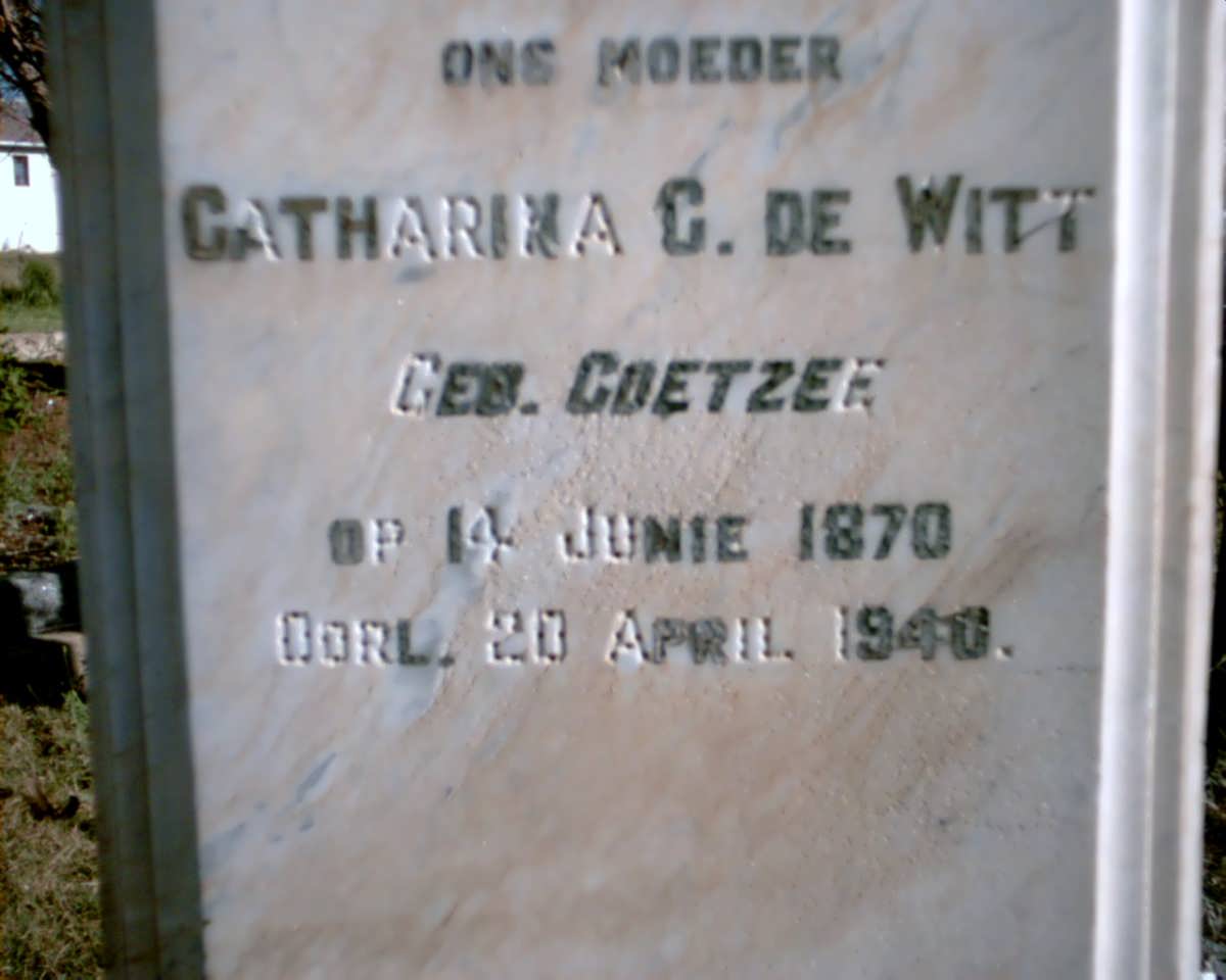 WITT Catharina C., de nee COETZER 1870-1940