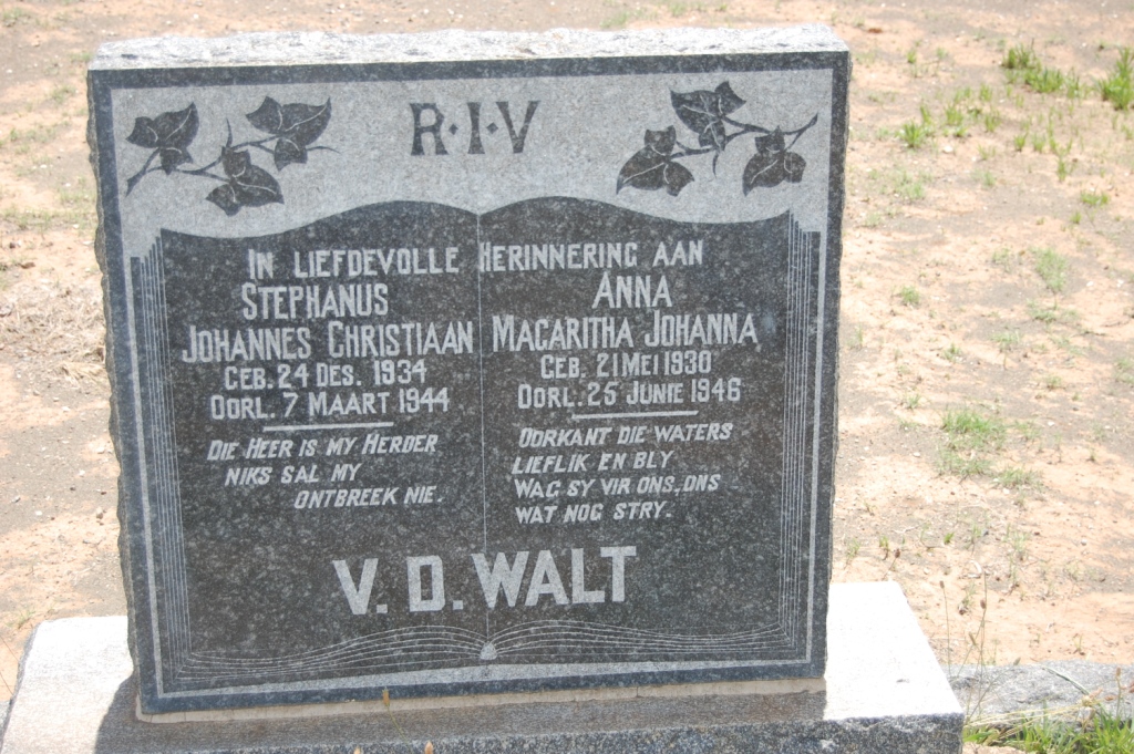 WALT Stephanus Johannes Christiaan, v.d. 1934-1944 &amp; Anna Margaritha Johanna 1930-1946