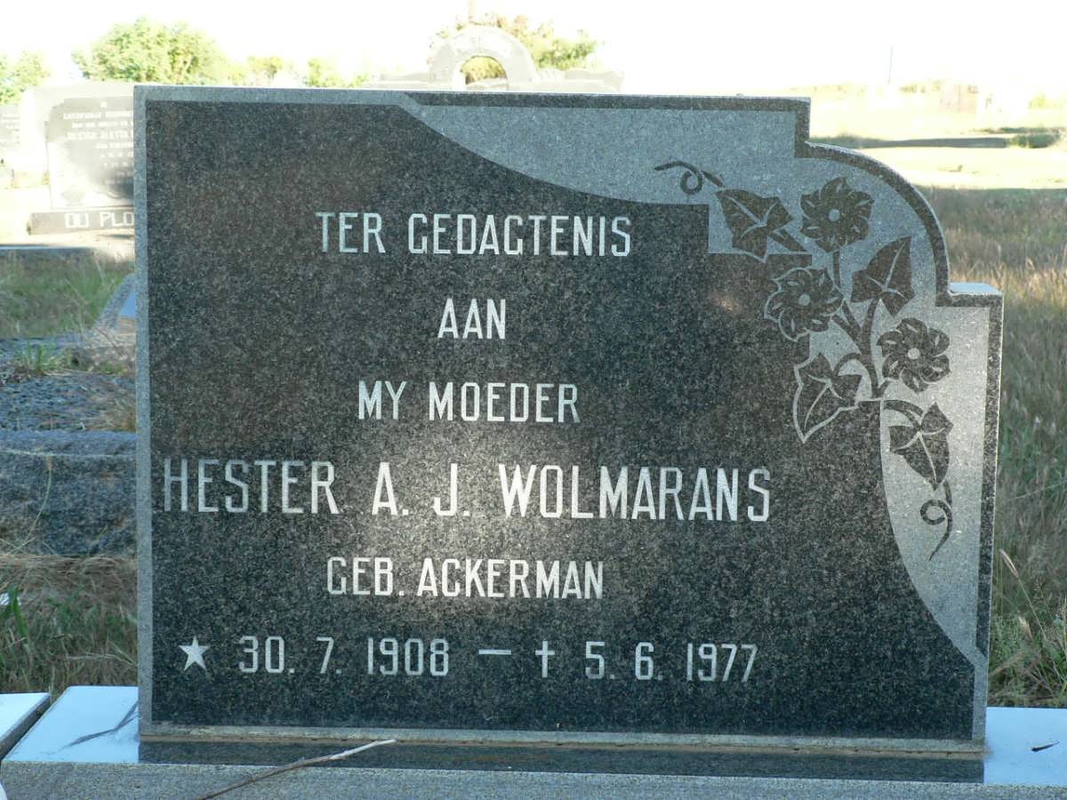 WOLMARANS Hester A.J. nee ACKERMAN 1908-1977
