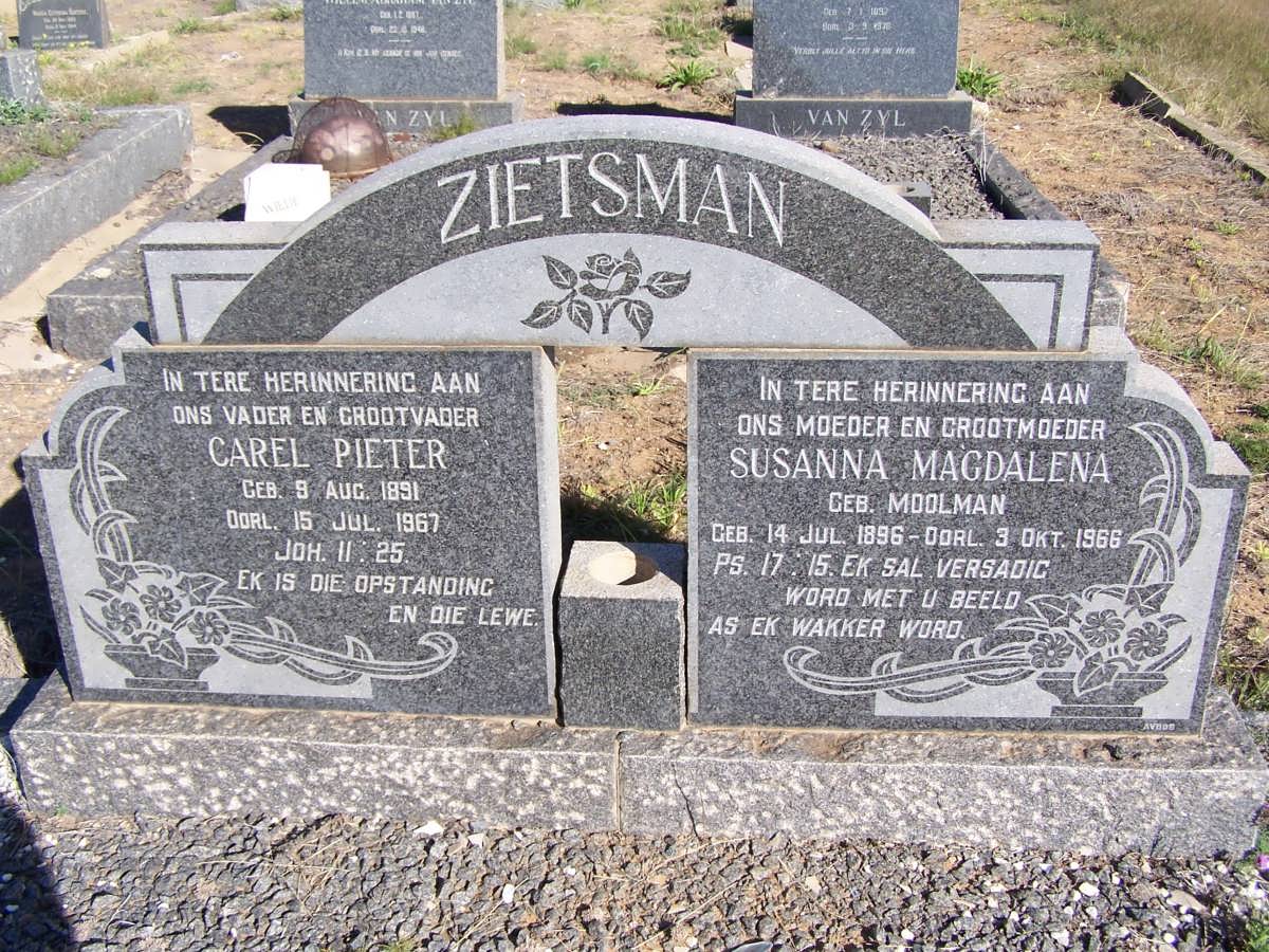 ZIETSMAN Carel Pieter 1891-1967 &amp; Susanna Magdalena MOOLMAN 1896-1966