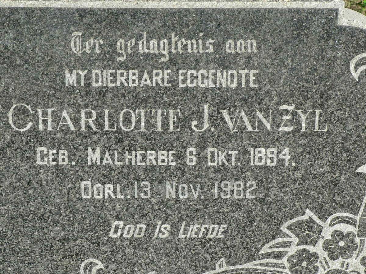 ZYL Charlotte J., van nee MALHERBE 1894-1982