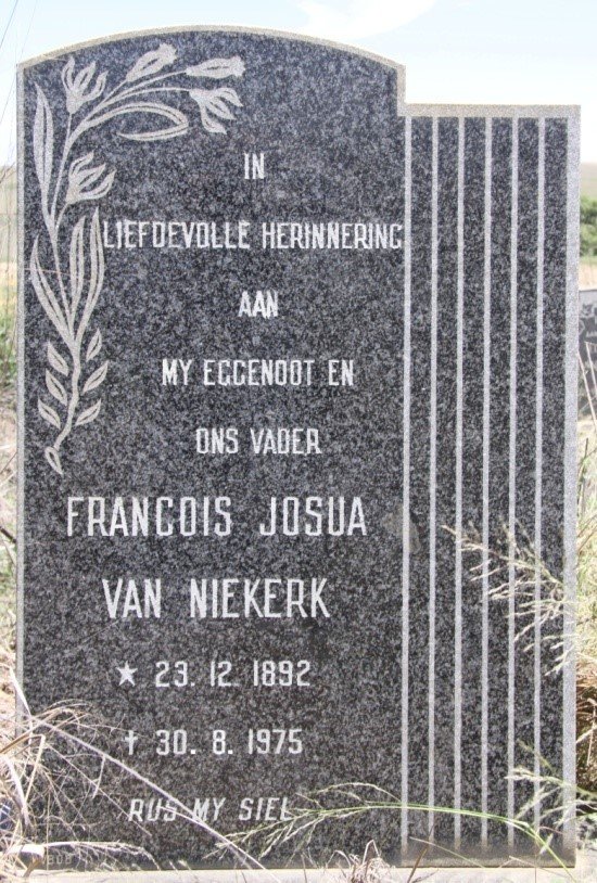 NIEKERK Francois Josua, van 1892-1975