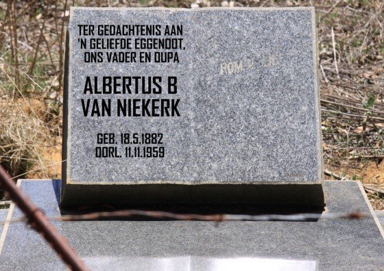 NIEKERK Albertus B., van 1882-1959