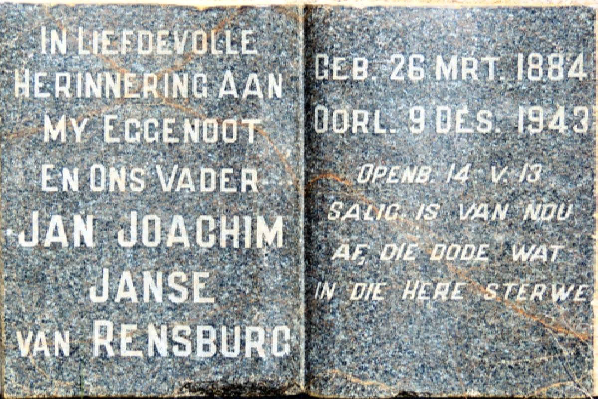 RENSBURG Jan Joachim, Janse van 1884-1943