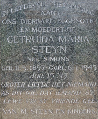 STEYN Getruida Maria nee SIMONS 1897-1945