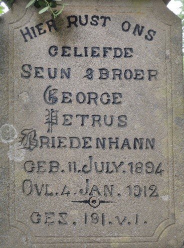 BRIEDENHANN George Petrus 1894-1912