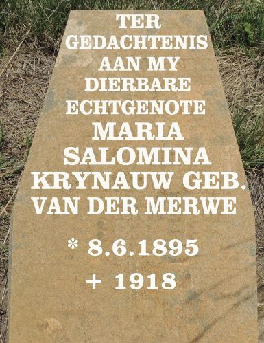 KRYNAUW Maria Salomina nee VAN DER MERWE 1895-1918