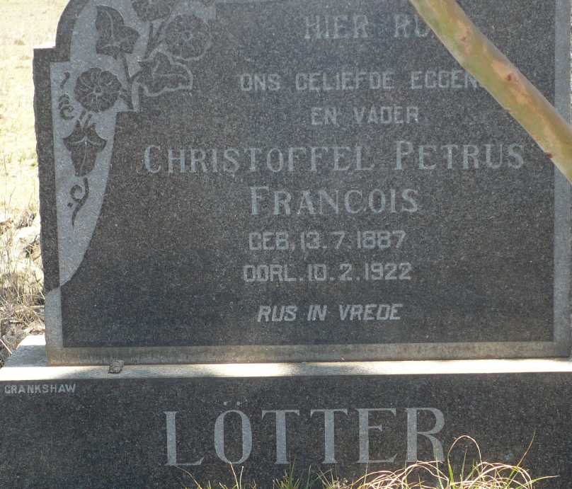 LÖTTER Christoffel Petrus Francois 1887-1922