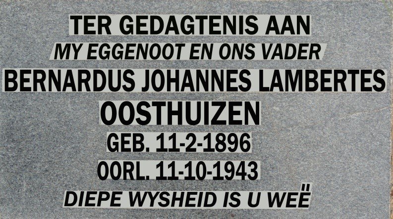 OOSTHUIZEN Bernardus Johannes Lambertes 1896-1943