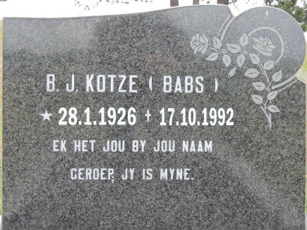 KOTZE B.J. 1926-1992