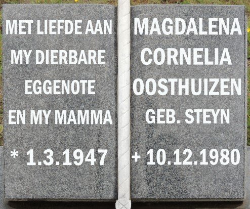 OOSTHUIZEN Magdalena Cornelia nee STEYN 1947-1980