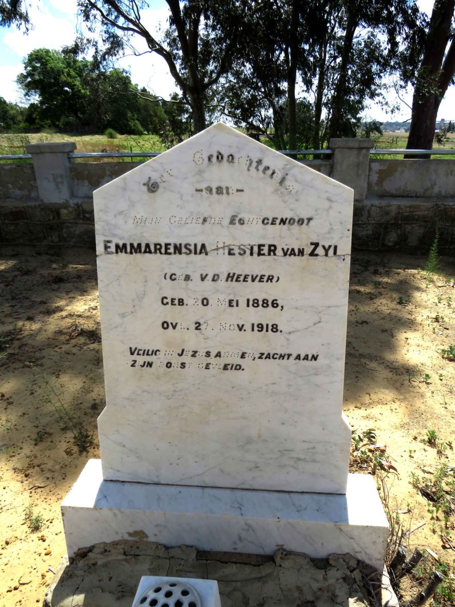ZYL Emmarensia Hester, van nee V.D. HEEVER 1886-1918
