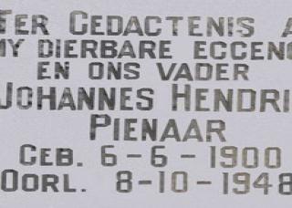PIENAAR Johannes Hendrik 1900-1948   