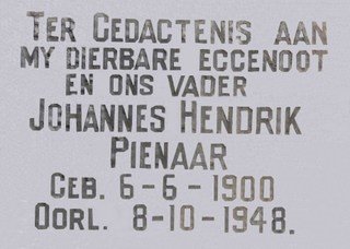 PIENAAR Johannes Hendrik 1900-1948